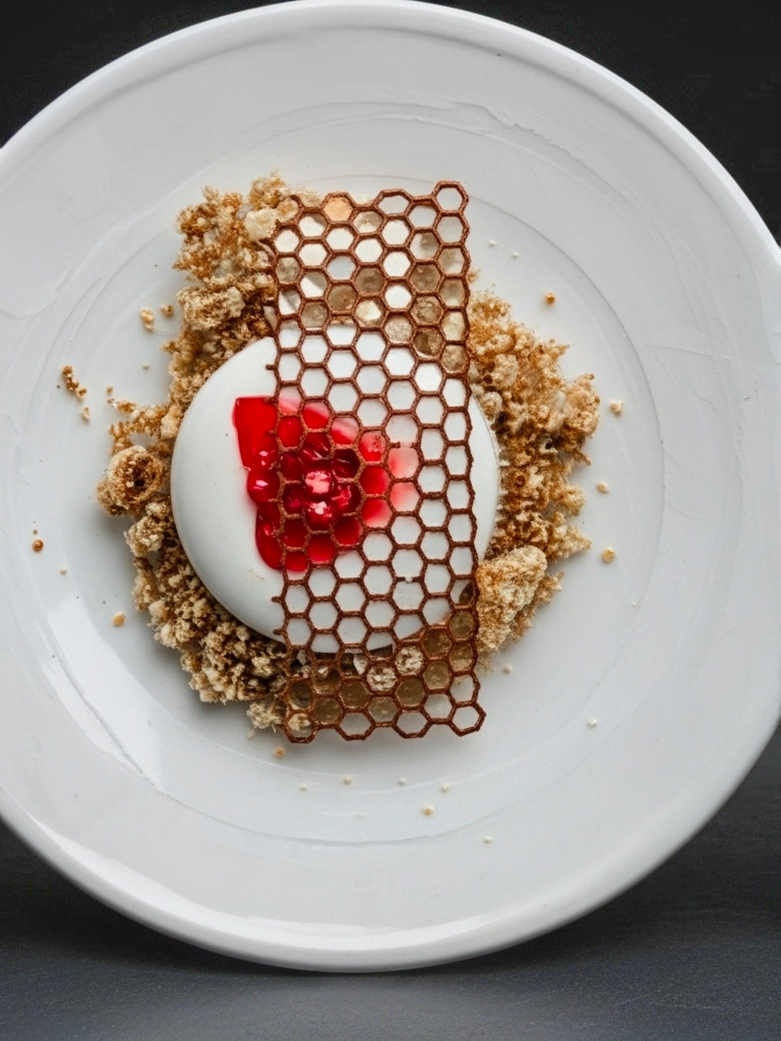 Panna cotta with honeycomb crumble